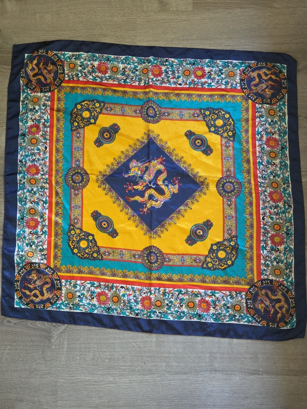 Coloful Dragon Square Scarf